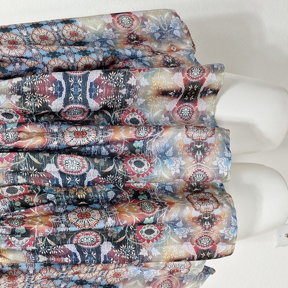 KAS New York Red Blue Embroidered Bohemian Balloon Sleeve Peasant Boho Blouse M - Picture 3 of 12